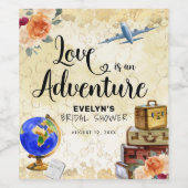 ラブ・イズ・アン・アドベンチャー ブライダルシャワー ワインラベル (シングルラベル)