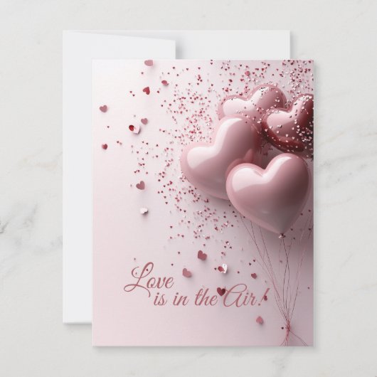 ラブ・イズ・イン・ザ・エア - ハート風船バレンタインデー シーズンカード (正面)