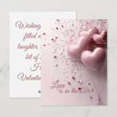 ラブ・イズ・イン・ザ・エア - ハート風船バレンタインデー シーズンカード (正面/裏面)