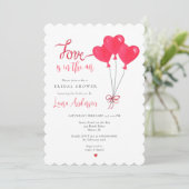 ラブ・イズ・イン・ザ・エア ハート風船 ブライダルシャワー 招待状 (スタンド正面)