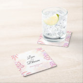 ラブ・イズ・イン・ブルーム・ウォーターカラー・フラワーブライダルシャワー スクエアペーパーコースター (インサイチュ)