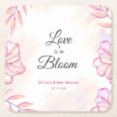 ラブ・イズ・イン・ブルーム・ウォーターカラー・フラワーブライダルシャワー スクエアペーパーコースター (正面)