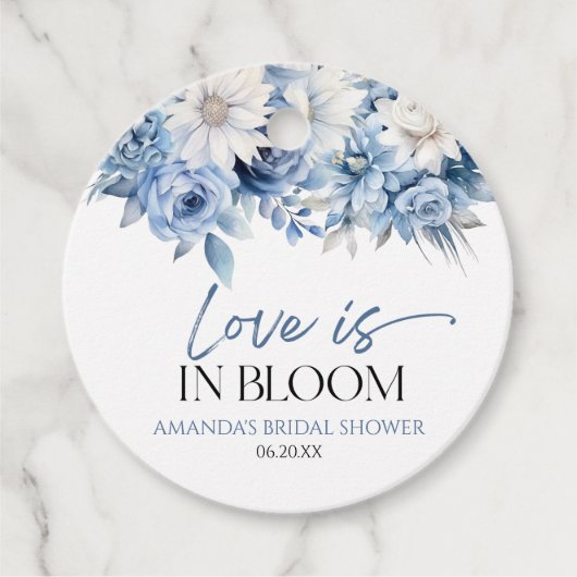 ラブ イズ イン ブルーム ダスティ ブルー フラワーブライダルシャワー フェイバータグ (正面)