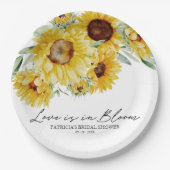 ラブ イズ イン ブルーム ヒマワリのブライダル シャワー ペーパープレート (正面)