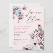 ラブ イズ イン ブルーム ピンク フラワーブライダルシャワー 招待状 (正面)