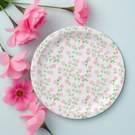 ラブ イズ イン ブルーム ピンク フローラル ブライダル シャワー ペーパープレート