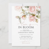 ラブ イズ イン ブルーム ピンク ローズ & グリーン ブライダル シャワー 招待状 (正面)