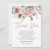ラブ イズ イン ブルーム ピンク ローズ フラワーブライダルシャワー サンキューカード (正面)