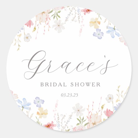 ラブ イズ イン ブルーム ブライダル シャワー お礼タグ ラウンドシール (正面)