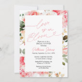 ラブ イズ イン ブルーム ブライダル シャワー ブラッシュ フローラル 招待状 (正面)