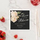 ラブ イズ イン ブルーム ホワイト ローズ ブラック ブライダル シャワー スタンダードカクテルナプキン (インサイチュ)