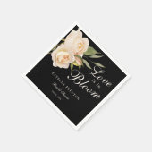 ラブ イズ イン ブルーム ホワイト ローズ ブラック ブライダル シャワー スタンダードカクテルナプキン (角)