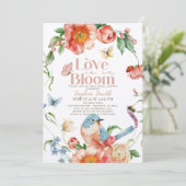 ラブ・イズ・イン・ブルーム　ワイルドフラワー　鳥　ブライダルシャワー 招待状 (スタンド正面)