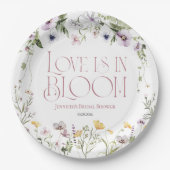 ラブ・イズ・イン・ブルーム | 水彩花のウェディングシャワー ペーパープレート (正面)