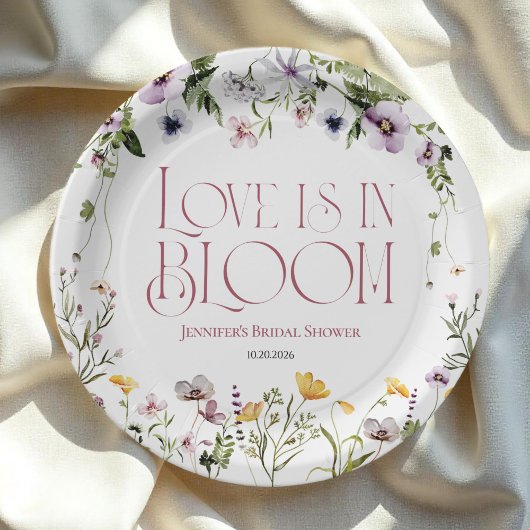 ラブ・イズ・イン・ブルーム | 水彩花のウェディングシャワー ペーパープレート