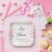 ラブ イズ イン ブルーム 水彩 花 ブライダル シャワー ペーパープレート (パーティー)