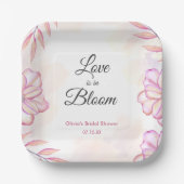 ラブ イズ イン ブルーム 水彩 花 ブライダル シャワー ペーパープレート (正面)