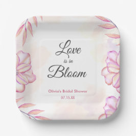ラブ イズ イン ブルーム 水彩 花 ブライダル シャワー ペーパープレート