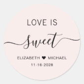 ラブ・イズ・スイート ピンクの結婚式の引出物 ラウンドシール (正面)