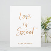 ラブ イズ スウィート サイン | おしゃれなゴールド ローズ レター 招待状 (スタンド正面)