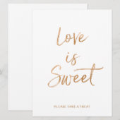 ラブ イズ スウィート サイン | おしゃれなゴールド ローズ レター 招待状 (正面/裏面)