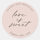 ラブ イズ スウィート ステッカー, パーソナライズ パーティー ファーバー ラウンドシール (正面)