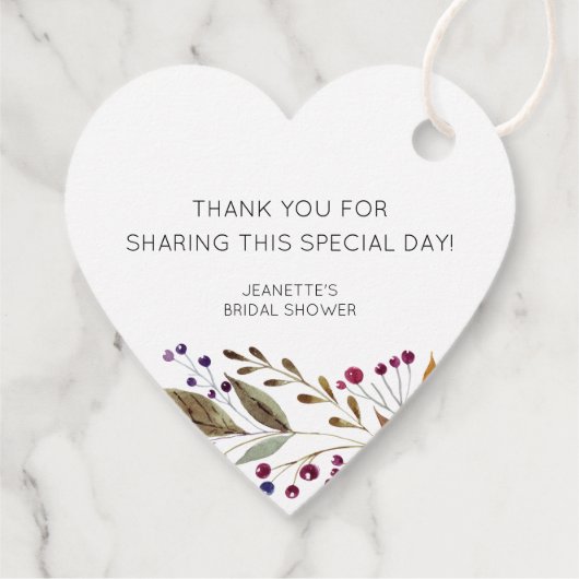 ラブ イズ スウィート トリート バーガンディ フラワー ブライダル シャワー フェイバータグ (裏面)