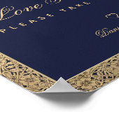 ラブ イズ スウィート ネイビーブルー ゴールド ローズ ウェディング サイン (角)