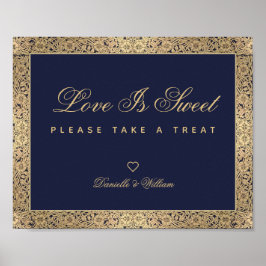 ラブ イズ スウィート ネイビーブルー ゴールド ローズ ウェディング サイン