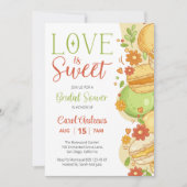 ラブ イズ スウィート パステル マカロン フラワー ブライダル シャワー 招待状 (正面)