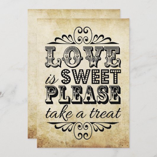 ラブ イズ スウィート - ヴィンテージ ウェディング サイン 招待状 (正面/裏面)