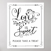 ラブ イズ スウィート ヴィンテージ ボタニカル ウェディング フェイバー サイン