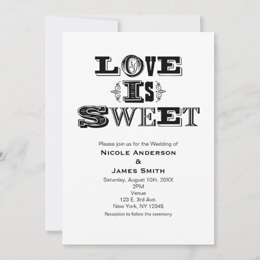 ラブ イズ スウィート ヴィンテージ モダン ウェディング 招待状 (正面)