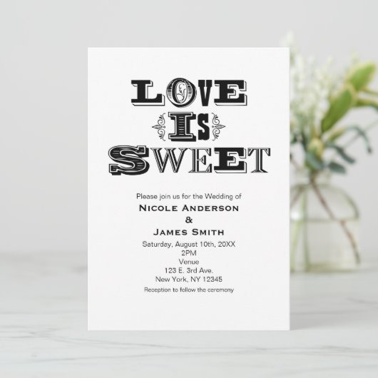 ラブ イズ スウィート ヴィンテージ モダン ウェディング 招待状 (スタンド正面)