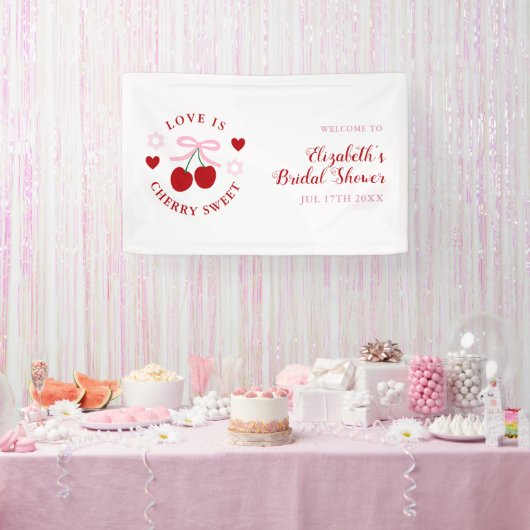 ラブ イズ チェリー スウィート ブライダル シャワー 横断幕 (パーティー)
