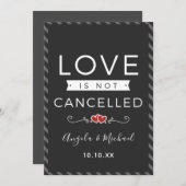 ラブ・イズ・ノット・キャンセルされたユーモアあふれるロマンチック ダークグレー シーズンカード (正面/裏面)