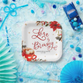 ラブ イズ ブリュイング クリスマス ブライダル シャワー ペーパープレート (パーティー)