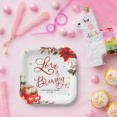 ラブ イズ ブリュイング クリスマス ブライダル シャワー ペーパープレート (パーティー)