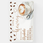 ラブ イズ ブリュイング ブライダルシャワー ウェルカム 横断幕 (縦)