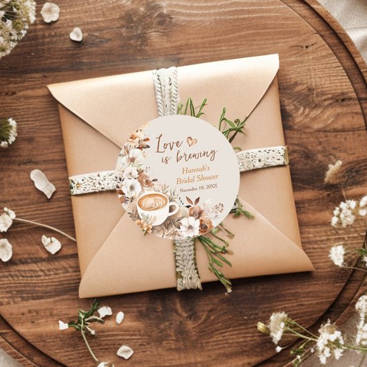 ラブ イズ ブリュイング ブライダルシャワー フェイバー ラウンドシール