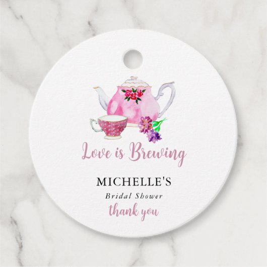 ラブ イズ ブリュイング ブライダル シャワー ティーパーティー フェイバータグ (正面)