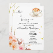 ラブ イズ ブリュイング ブライダル シャワー フローラル ローズ 招待状 (正面/裏面)