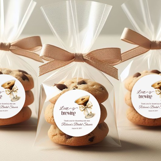 ラブ イズ ブリュイング ボウ エスプレッソ マーティニ ブライダル シャワー ラウンドシール