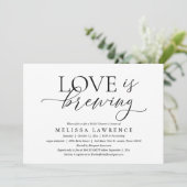 ラブ イズ ブリュイング モダン エレガント ブライダル シャワー パーティ 招待状 (スタンド正面)