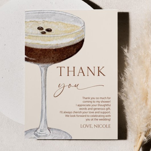 ラブ イズ ブリューイング エスプレッソ マティーニ ブライダル シャワー サンキューカード