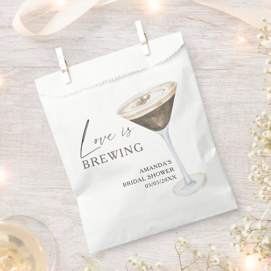 ラブ・イズ・ブリューイング エスプレッソ マーティニ  ブライズシャワー フェイバーバッグ (クリップ留めされた状態)