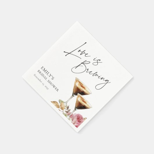ラブ イズ ブリューイング エレガント ブライダル シャワー ペーパー ナプキン スタンダードカクテルナプキン (角)