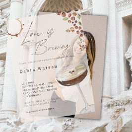 ラブ イズ ブリューイング モダン ブライダル シャワー ベラム紙招待状