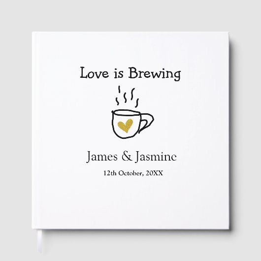 ラブ イズ ブリューピング カップル 名前 ゴールド ハート ゲストブック (正面)