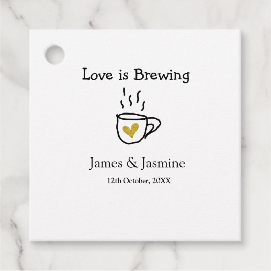 ラブ イズ ブリューピング カップル 名前 ゴールド ハート フェイバータグ (正面)